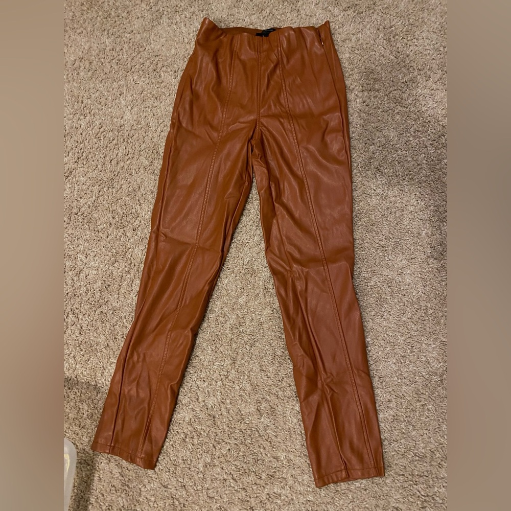 Brown Faux Leather Pants
